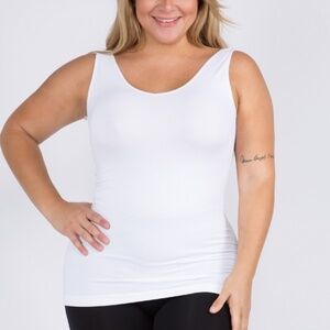 Plus Yelete White V or U Neckline Reversible Seamless Tank